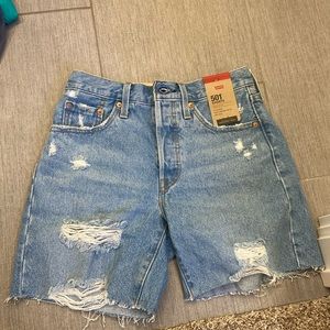 Levi’s 501 Mid-Thigh Frayed Jean Shorts